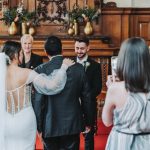 bride and groom first look