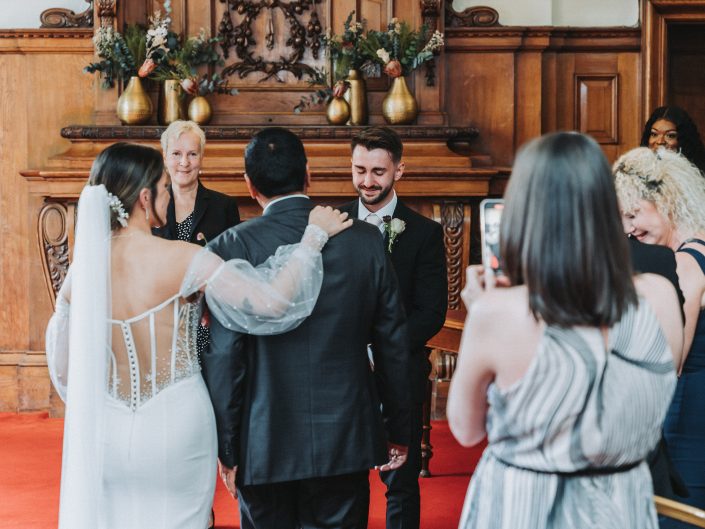 bride and groom first look