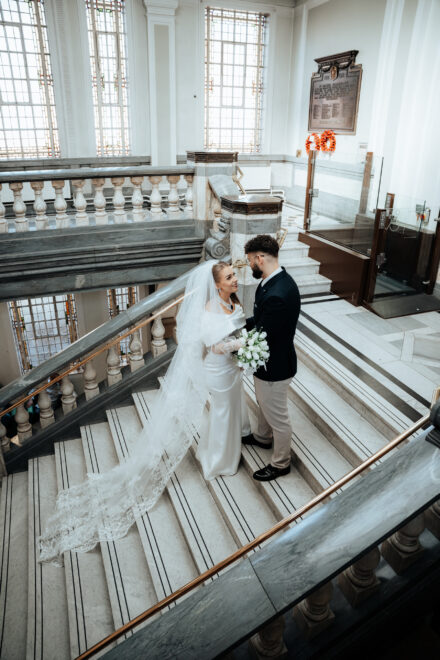 Couple photo after their wedding ceremony at Islinton Town Hall