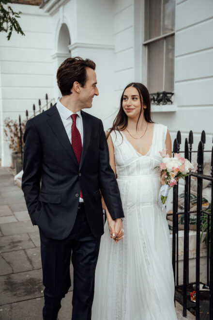 Couple photo after their wedding ceremony at Chelsea Town Hall