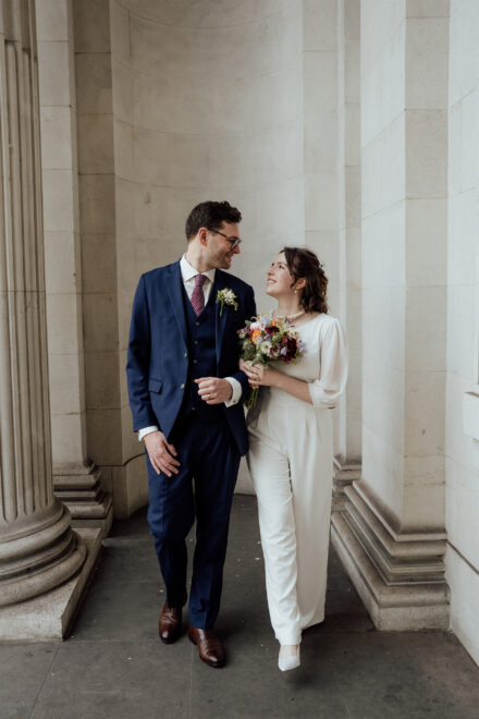 Couple photo after their wedding ceremony at Marylebone Town Hall